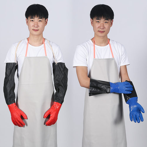 加长型耐油加厚抓鱼防刺防水耐磨耐酸碱止滑工业用捕鱼水产手套 - 图1