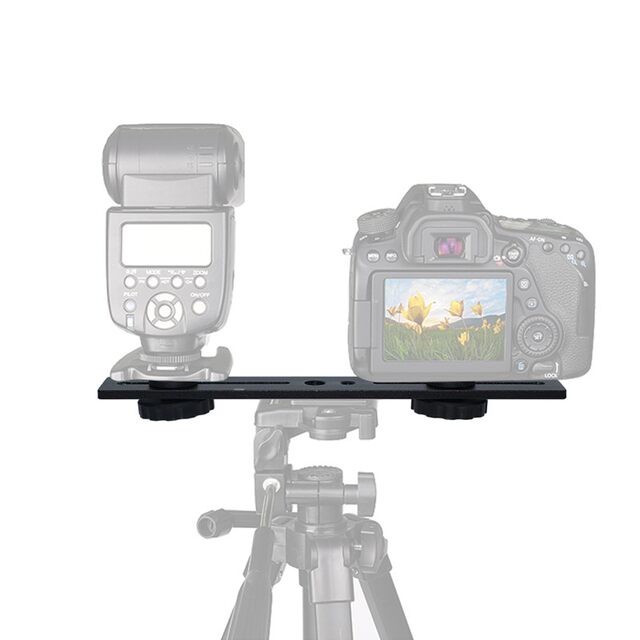 Metal external flash straight short double-head bracket