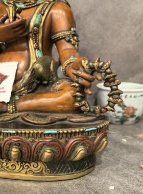 黄财神/赞巴拉/藏巴拉/Zambala/尼泊尔手工佛像/23cm鎏金佛像摆件