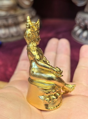 黄财神/赞巴拉/藏巴拉/五色财神/梵天藏传6.5cm金铜佛像供奉摆件