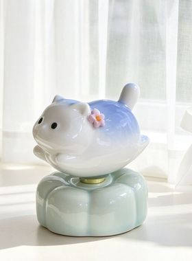 懒码福禄赚不完转转超大葫芦结晶釉紫色渐变陶瓷底座摆件饰品礼品