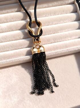 轻奢高级感长款流苏毛衣链女项链百搭流苏串珠配饰品精致简约个性