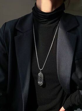 福字算盘项链小众设计高级感女长款嘻哈潮毛衣链配饰衣服挂件简约