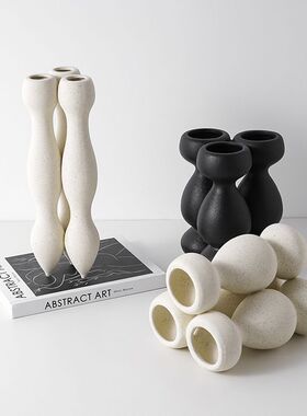 创意抽象艺术陶瓷三口花器花瓶