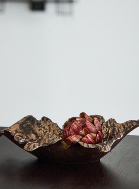 铝制新中式复古异形果盘花器摆件