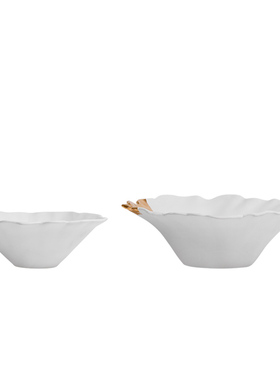 新中式简约荷叶边意境陶瓷花盆插花器家居样板间客厅收纳果盘装饰