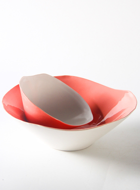 现代简约小清新陶瓷碗果盘花器摆件样板房售楼处客厅茶几餐桌装饰