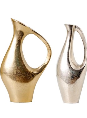 铝制新中式复古黑色异形花瓶摆件