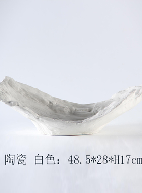 新中式风哑光黑白陶瓷树皮托盘