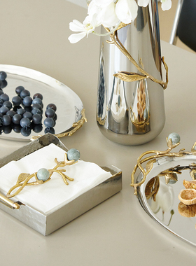 欧式不锈钢水壶花瓶托盘摆件