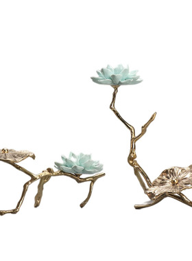 现代新中式假山铜鹤动物大雁摆件