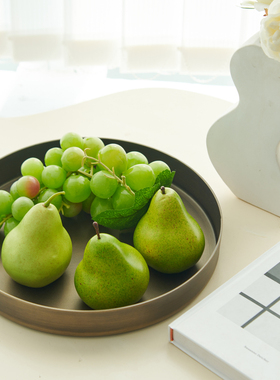 极简铝制高级感进口圆形托盘摆件