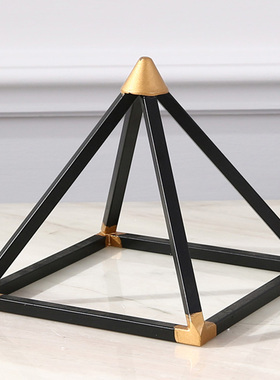 轻奢风黑色几何铁艺立体书房摆件