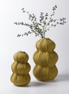 3D打印陶瓷黑白花瓶摆件花器饰品