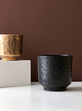 铝制金属复古小花盆摆件花瓶装饰