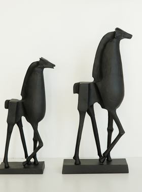 金属复古兔子雕塑摆件马抽象骆驼