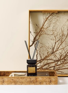 金色杏花茂密树枝长方形托盘摆件