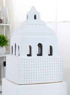 白色房子陶瓷创意城堡建筑工艺品