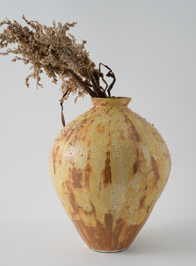 复古做旧侘寂风陶瓷花瓶摆件花器