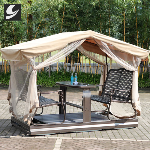 临亚户外四人动力摇椅家用庭院秋千吊椅露台室外多人休闲铝制摇椅 - 图1