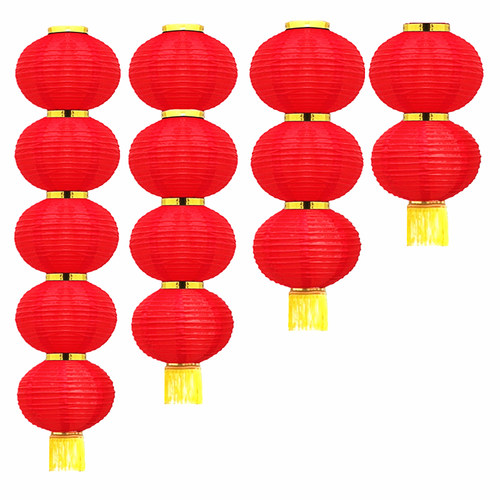 连串灯笼户外防水防晒装饰广告折叠春节新年灯笼挂饰纸灯笼红灯笼 - 图3