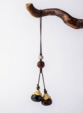 新加坡紫檀木鱼铃铛手机链挂件链