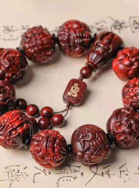 龙生九子手串小叶紫檀檀木雕刻貔貅瑞兽25mm男女转运手链佛珠念珠