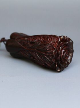 小叶紫檀白菜百财红木手把玩件木质挂件文玩木雕复古工艺品摆件