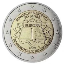 Germany 2007 Rome Treaty signed 50 Anniversary 2 € Double metal commemorative coin factory Peers at random