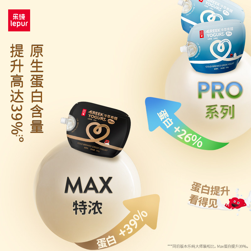 乐纯冷萃希腊多口味组合干噎质地低温健身希腊酸奶500g*2大袋