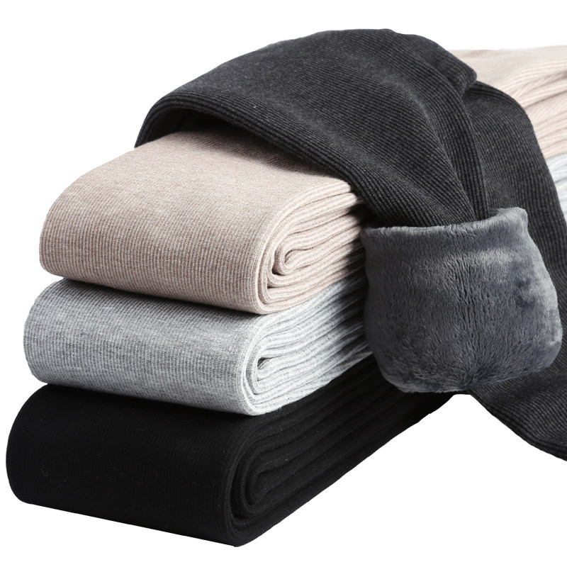 灰色螺旋纹外穿加绒加厚秋裤 欣兰朵打底裤