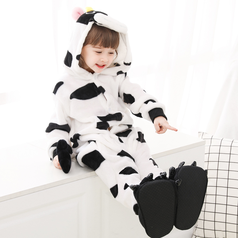 男童睡衣秋冬连体法兰绒恐龙奶牛表演服装儿童恐龙奶牛动物演出服 - 图0