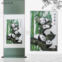 Shu Embroidery Panda Real Silk Embroidery Scroll Hang Painting Sichuan Featured Chinese Wind sends old foreign country memorial accompanied by hand