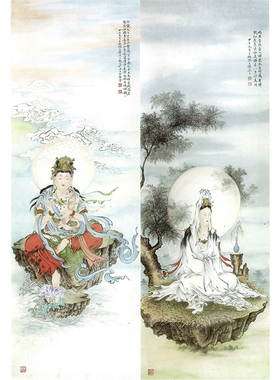 国画花鸟白描底稿四条牡丹