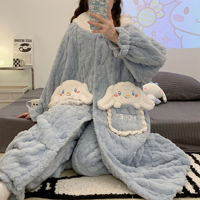 秋冬季法兰绒长款卡通甜美睡袍 奥美诗嘉睡衣/家居服套装