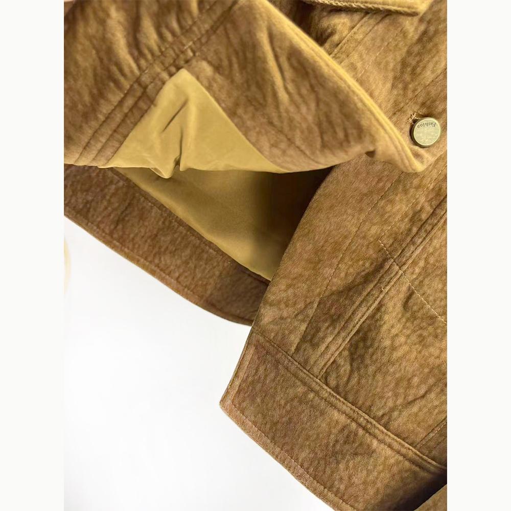 PUTIAN百搭鹿绒皮短款外套2205冬装新款韩系宽松时尚斜扣开衫3387 - 图3