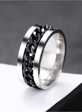 开瓶器戒指男网红开啤酒瓶盖男女潮流可旋转链条情侣指环