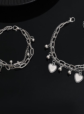 又酷又A钛钢手链女ins小众嘻哈冷淡风复古手饰潮酷礼物配饰