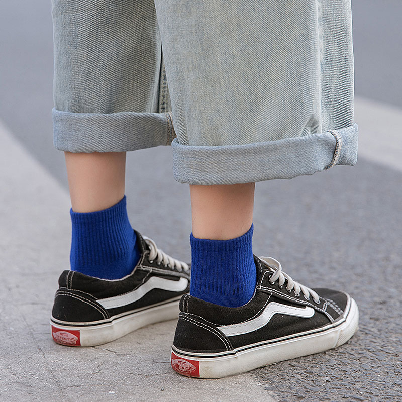 格棉旗舰店黑白色袜子女短袜浅口纯棉春夏季薄款夏天全棉中筒纯色棉袜ins潮3