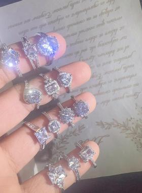 开口莫桑锆石微镶真金戒指