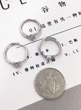 女镀白k锆石日韩开口戒指盒装