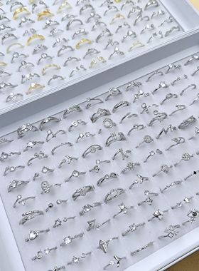 女部分锆石铜微镶日韩清新戒指