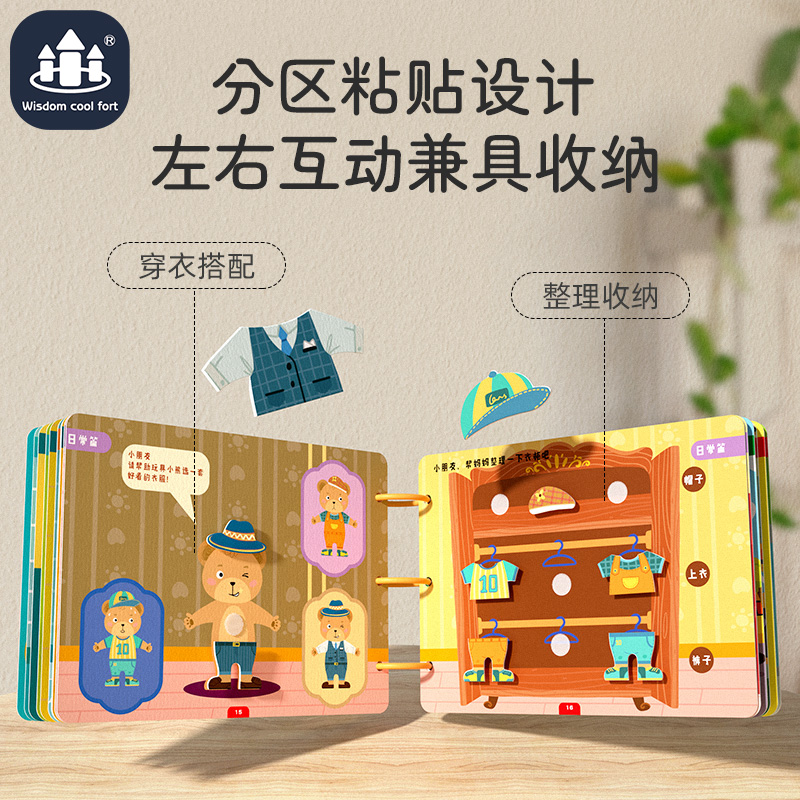 撕撕書嬰兒益智啟蒙早教安靜手撕拉書玩具寶寶魔術貼兒童粘貼女孩_智酷堡旗艦店_玩具_童車_益智_積木_模型