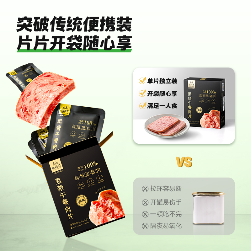 高金食品黑猪午餐肉片儿童午餐肉独立包装即食单独包装三明治火锅-图2