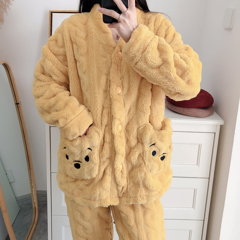 北极绒珊瑚绒冬季女学生卡通睡衣 阔图睡衣/家居服套装