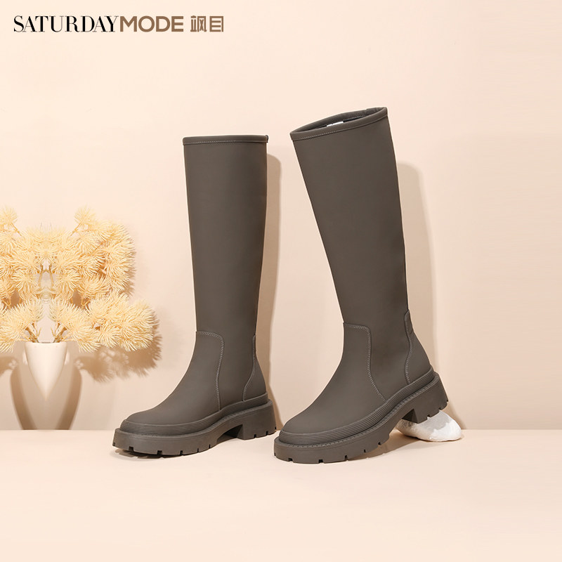 星期六高筒瘦瘦女2022冬新骑士靴 SATURDAYMODE骑士靴