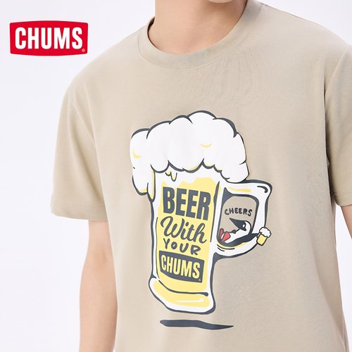 CHUMS洽洽鸟运动户外休闲短袖男女同款运动半袖百搭T恤CH01-2372 - 图1