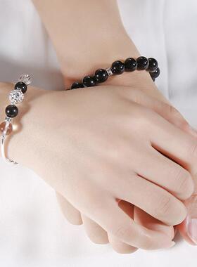 情侣手链一对地心引力相吸磁铁款黑曜石男女情人爱情信物磁吸