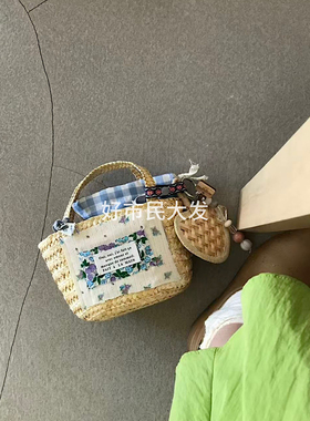 大发试验站 自制精致串珠蒲扇编织混搭日常搭配包挂件装饰钥匙扣