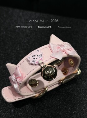 PuppyJoy独家「小猫恋人」蝴蝶结小猫牛皮手环高级手工定制